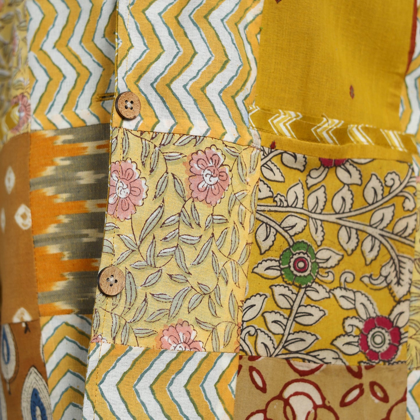 Yellow - hand-stitched mosaic cotton women’s jacket 03