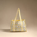 Yellow - floral hand tote bag 02 - handcrafted
