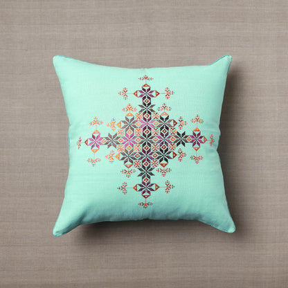 Blue - Soof Embroidery Cotton Cushion Cover (16 x 16 in)