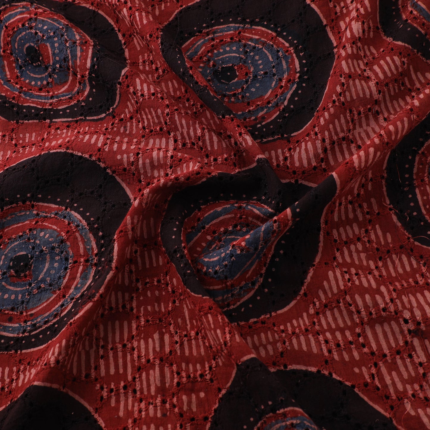 Ajrakh Hand Block Print Natural Dyed Cotton Hakoba Fabric 68