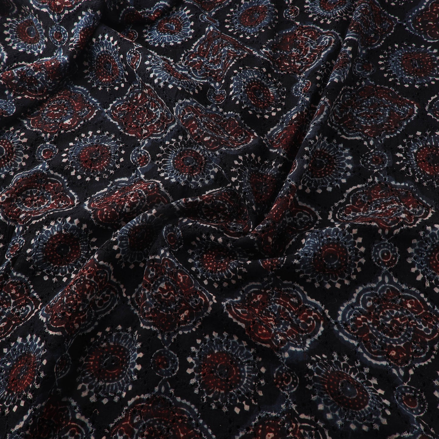 Ajrakh Hand Block Print Natural Dyed Cotton Hakoba Fabric 75