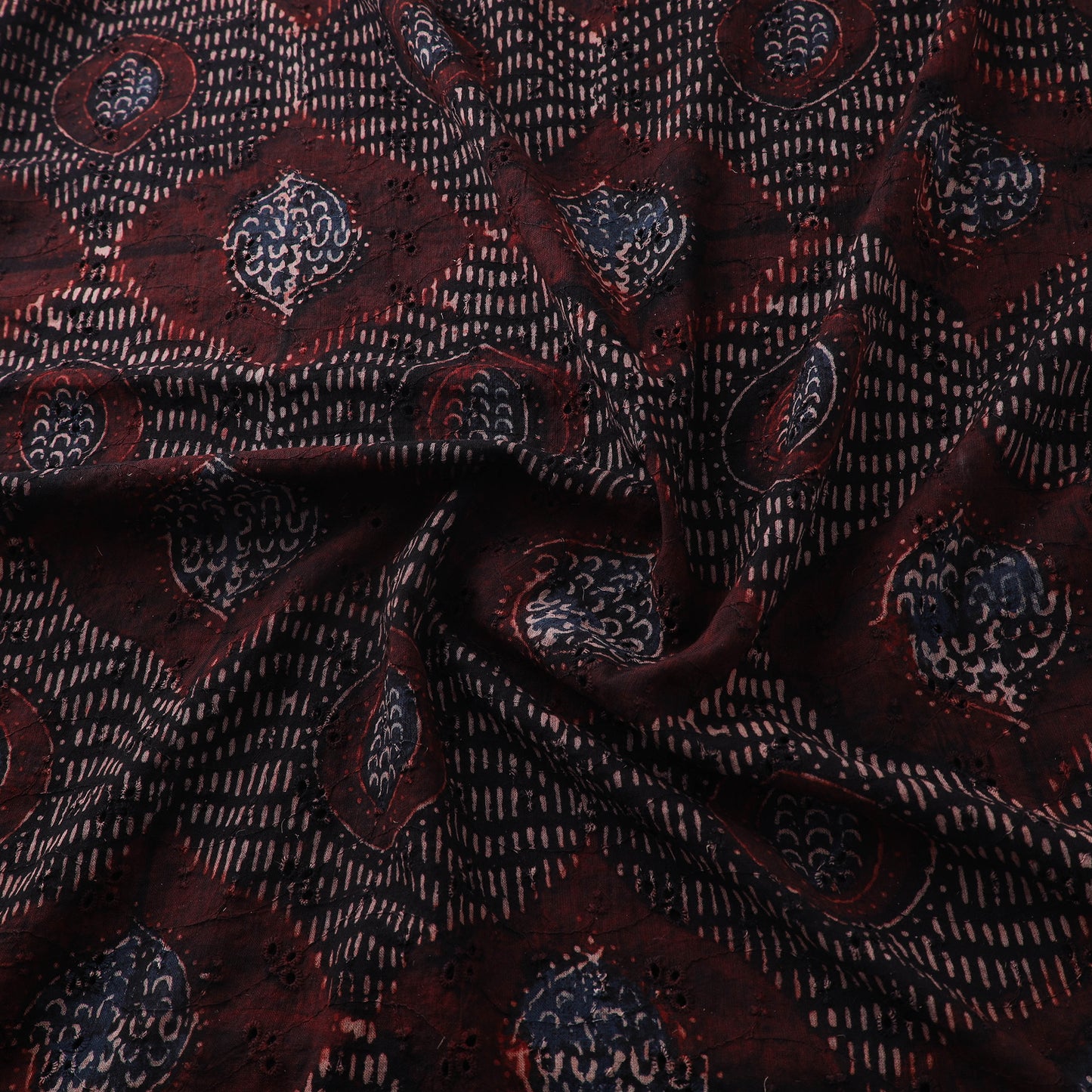 Ajrakh Hand Block Print Natural Dyed Cotton Hakoba Fabric 76
