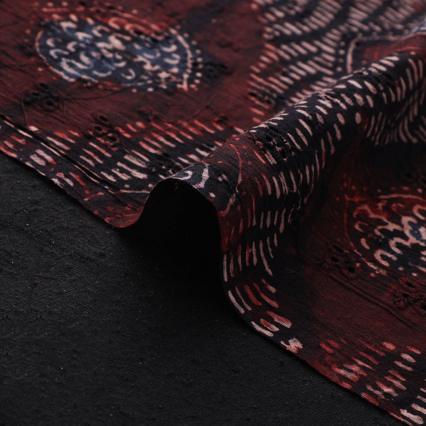 Ajrakh Hand Block Print Natural Dyed Cotton Hakoba Fabric 76
