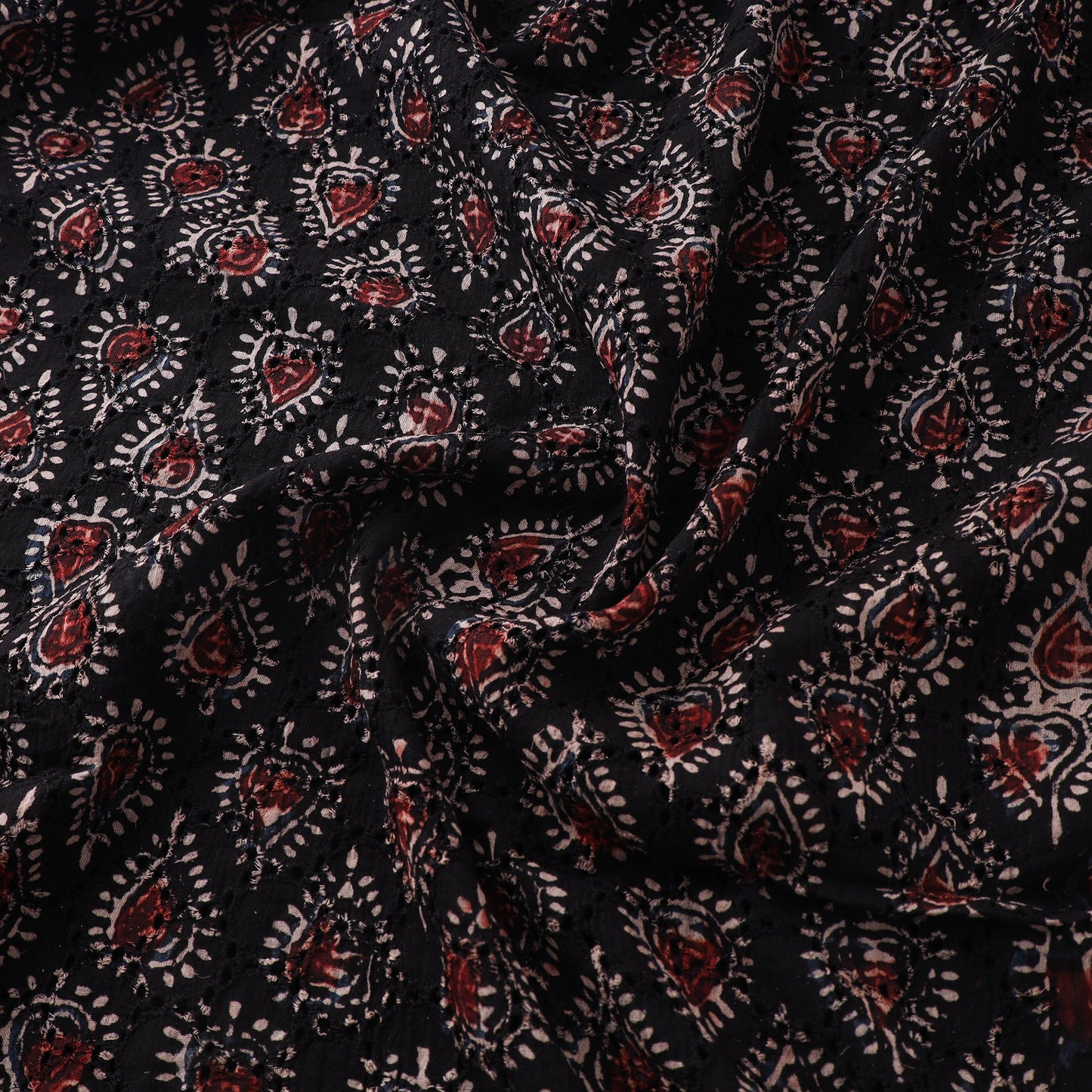 Ajrakh Hand Block Print Natural Dyed Cotton Hakoba Fabric 77
