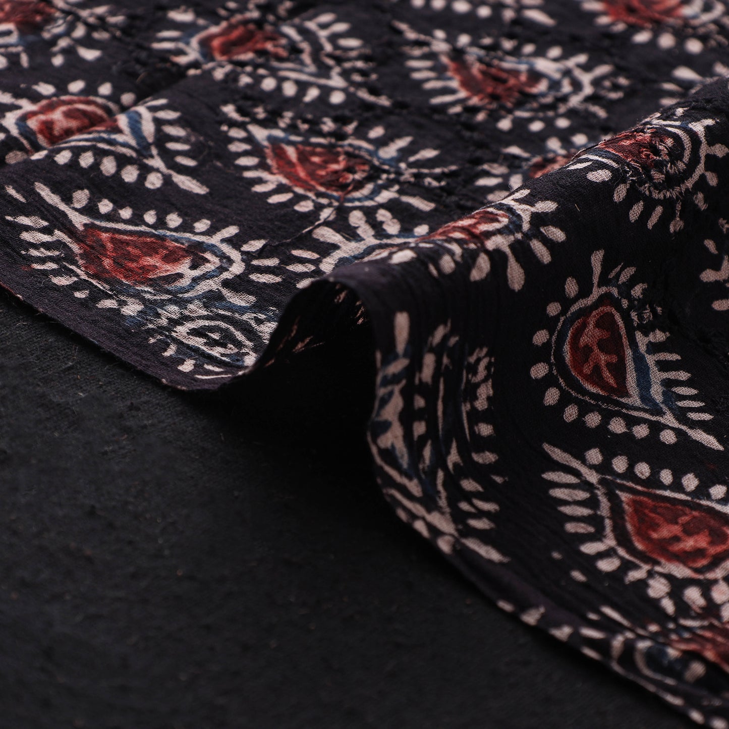 Ajrakh Hand Block Print Natural Dyed Cotton Hakoba Fabric 77