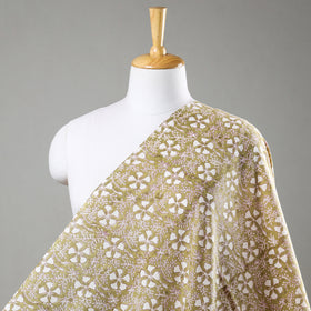 Buy Brown With Florals Sanganeri Block Printed Cotton Fabric Online at iTokri.com