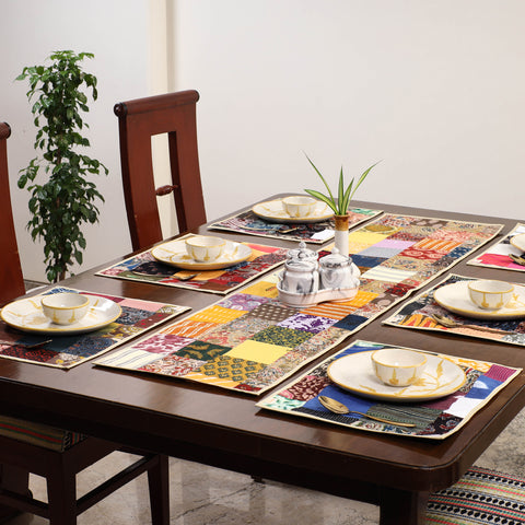 Multicolor - handcrafted cotton fusion table runner set
