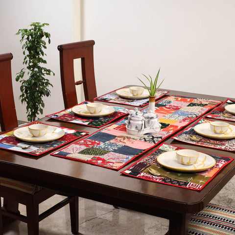 Multicolor - handcrafted cotton fusion table runner set