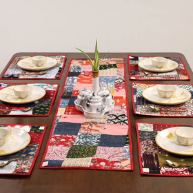 Multicolor - handcrafted cotton fusion table runner set