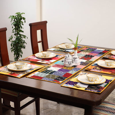 Multicolor - handcrafted cotton fusion table runner set
