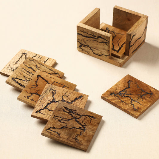 Handcrafted Mango Wooden Coasters (Set of 7)