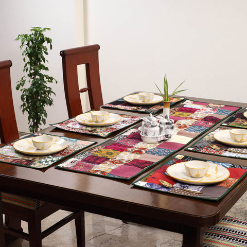 Multicolor - handcrafted cotton fusion table runner set