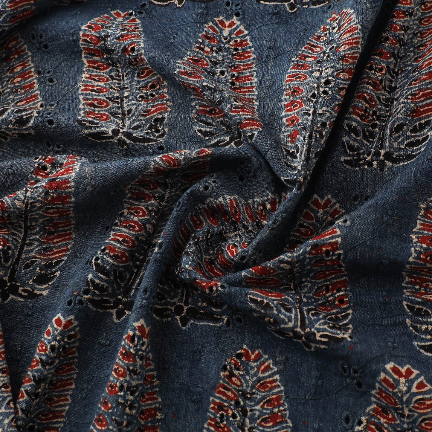 Ajrakh Hand Block Print Natural Dyed Cotton Hakoba Fabric 96