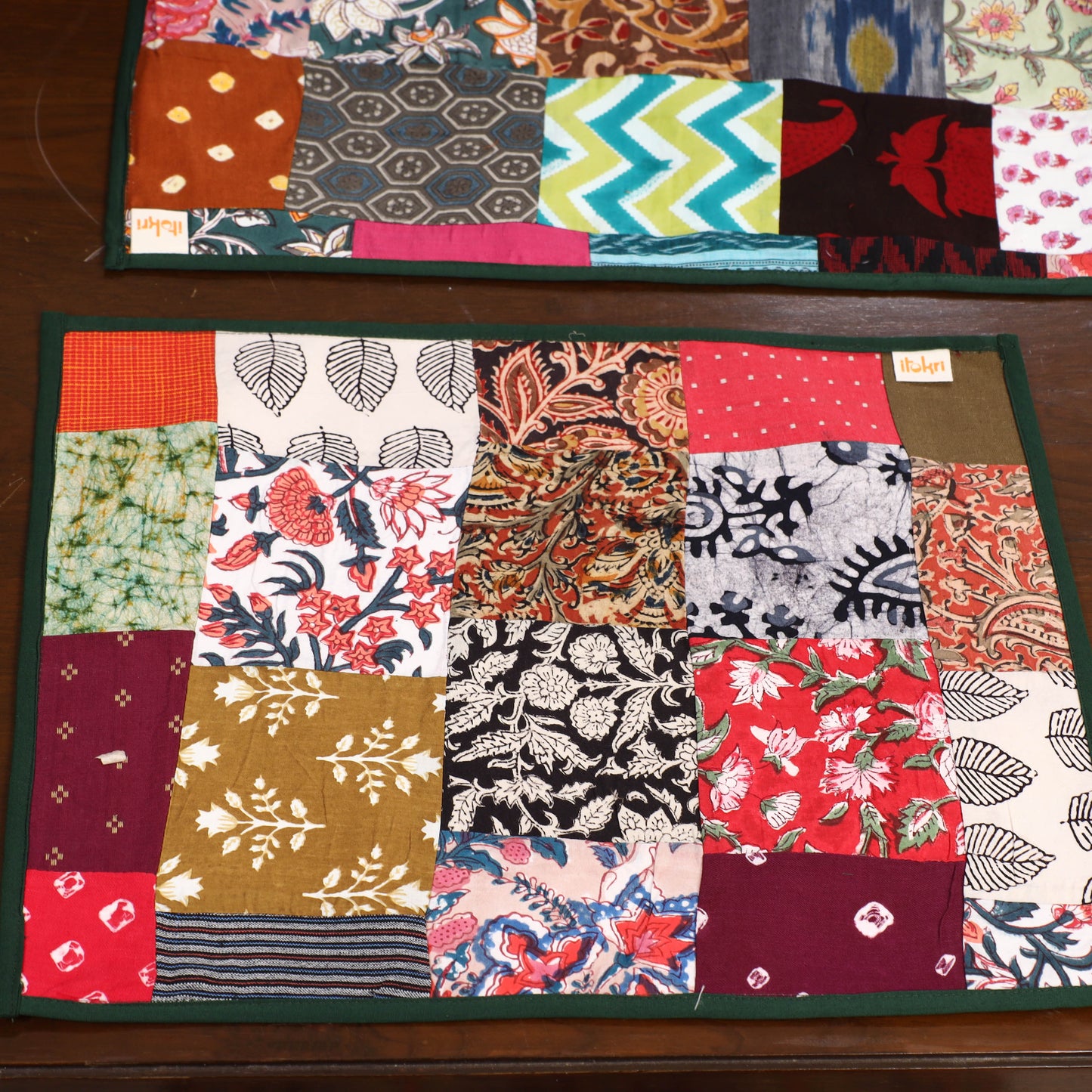 Multicolor - handcrafted cotton fusion table runner set