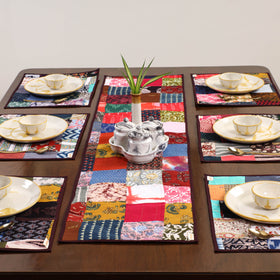 Multicolor - handcrafted cotton fusion table runner set