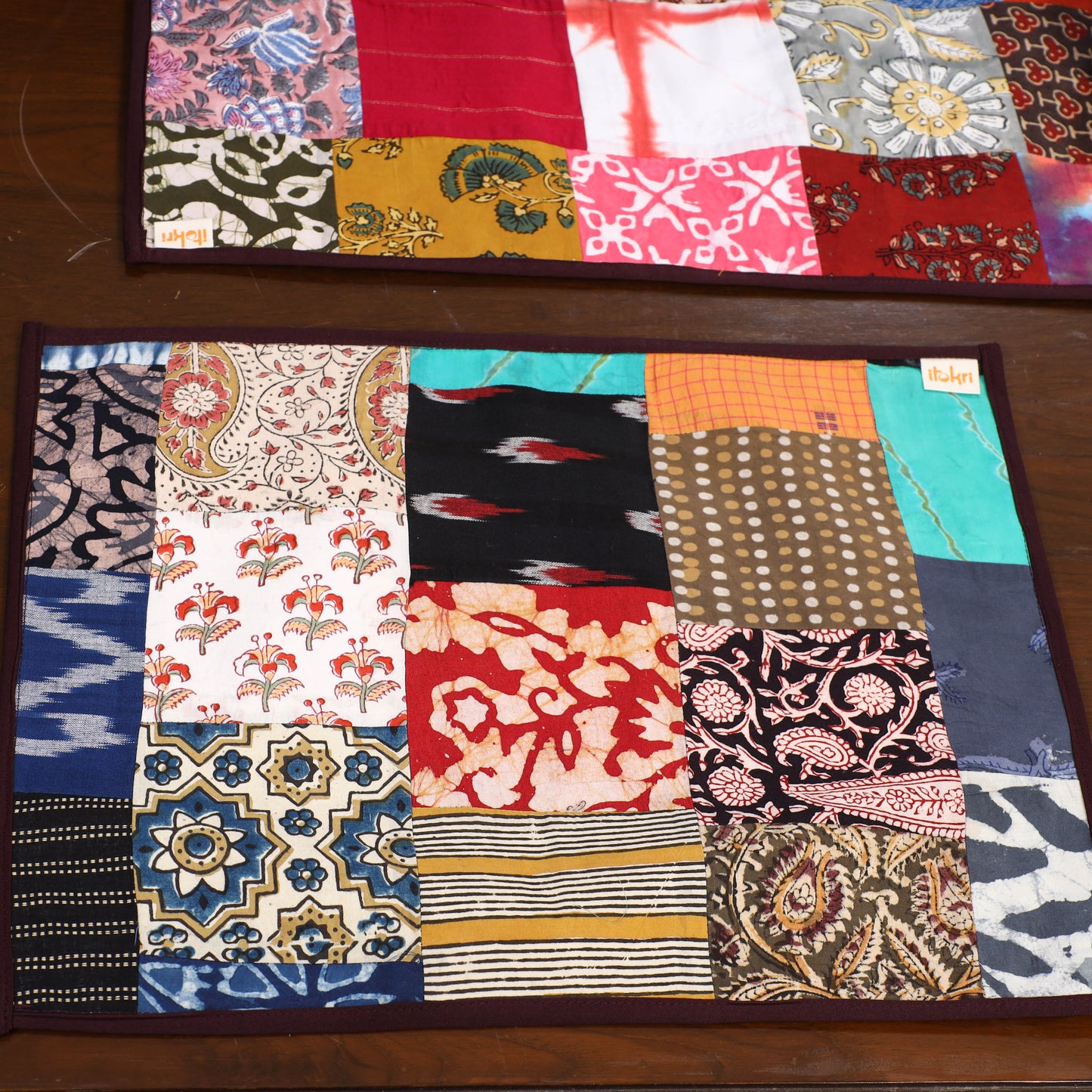 Multicolor - handcrafted cotton fusion table runner set