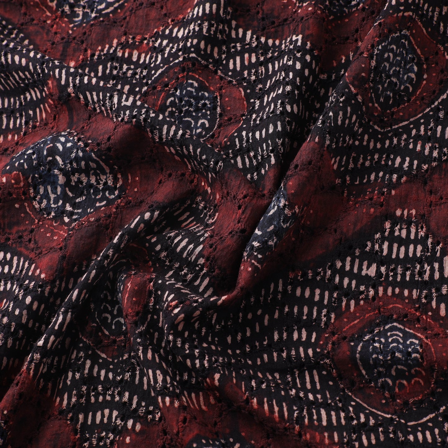 Ajrakh Hand Block Print Natural Dyed Cotton Hakoba Fabric 101