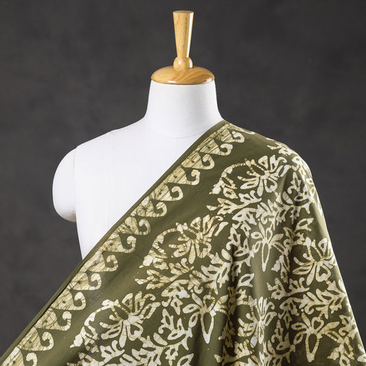 Green - Hand Batik Printed Pure Cotton Fabric