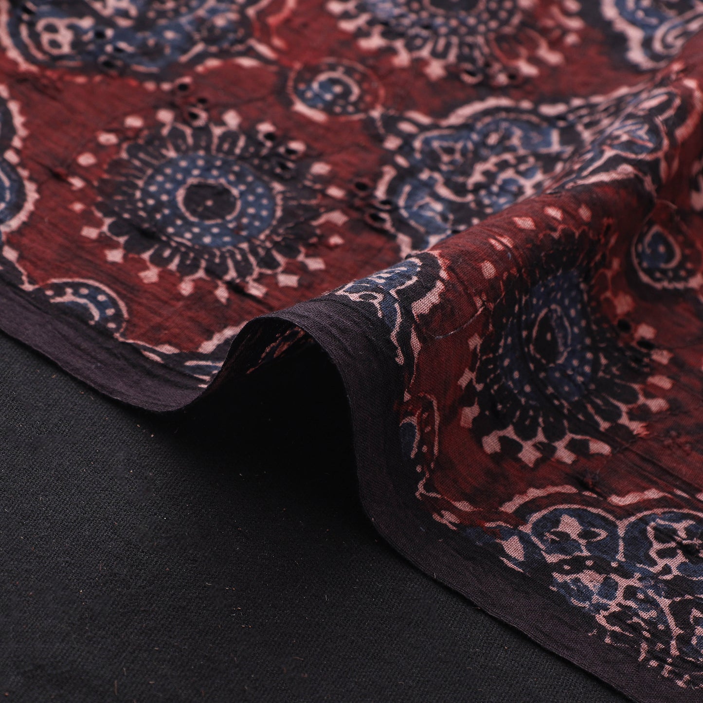 Ajrakh Hand Block Print Natural Dyed Cotton Hakoba Fabric 102