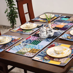 Multicolor - handcrafted cotton fusion table runner set
