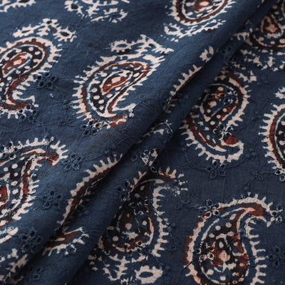 Ajrakh Hand Block Print Natural Dyed Cotton Hakoba Fabric 110