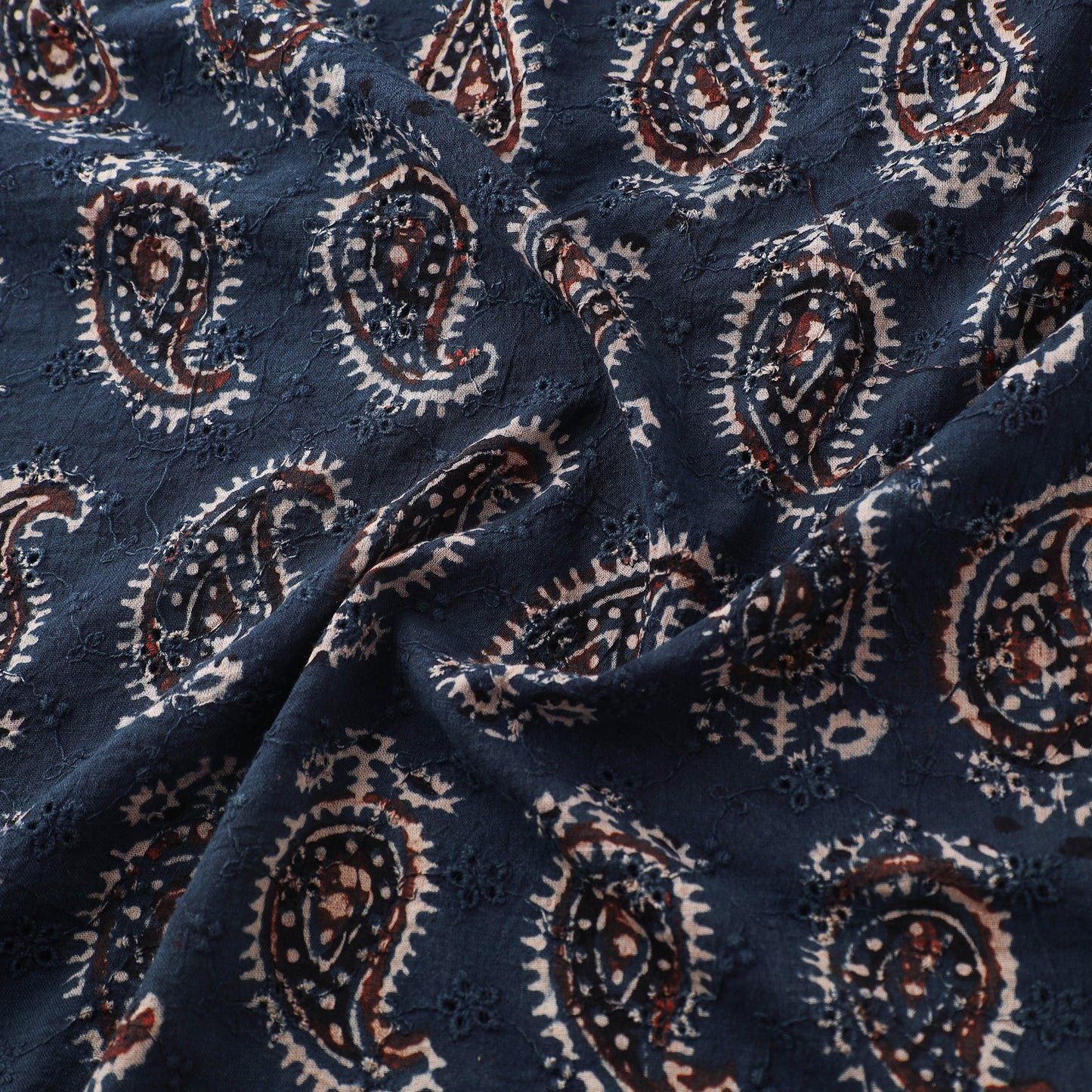 Ajrakh Hand Block Print Natural Dyed Cotton Hakoba Fabric 110