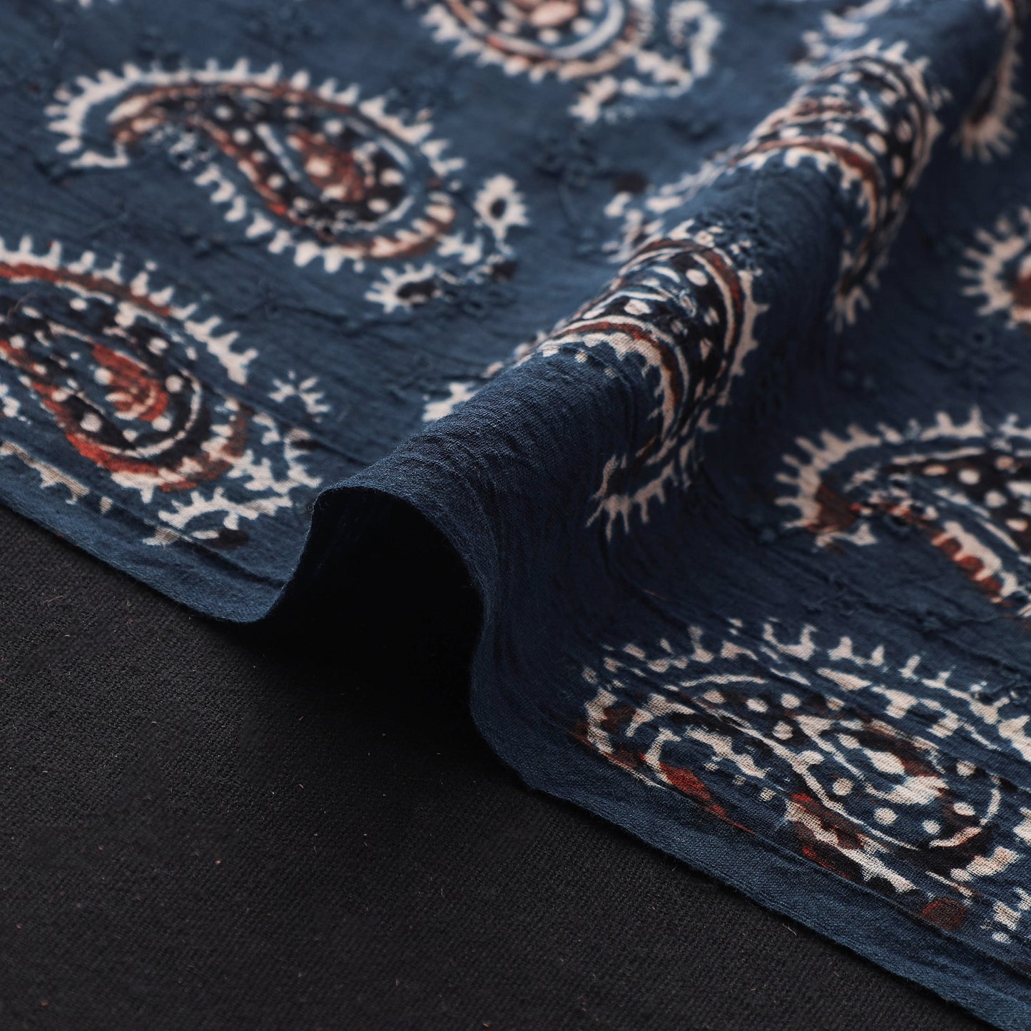 Ajrakh Hand Block Print Natural Dyed Cotton Hakoba Fabric 110