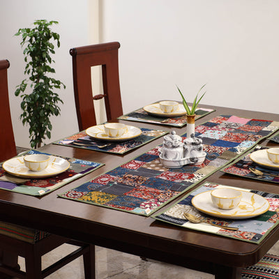Multicolor - handcrafted cotton fusion table runner set