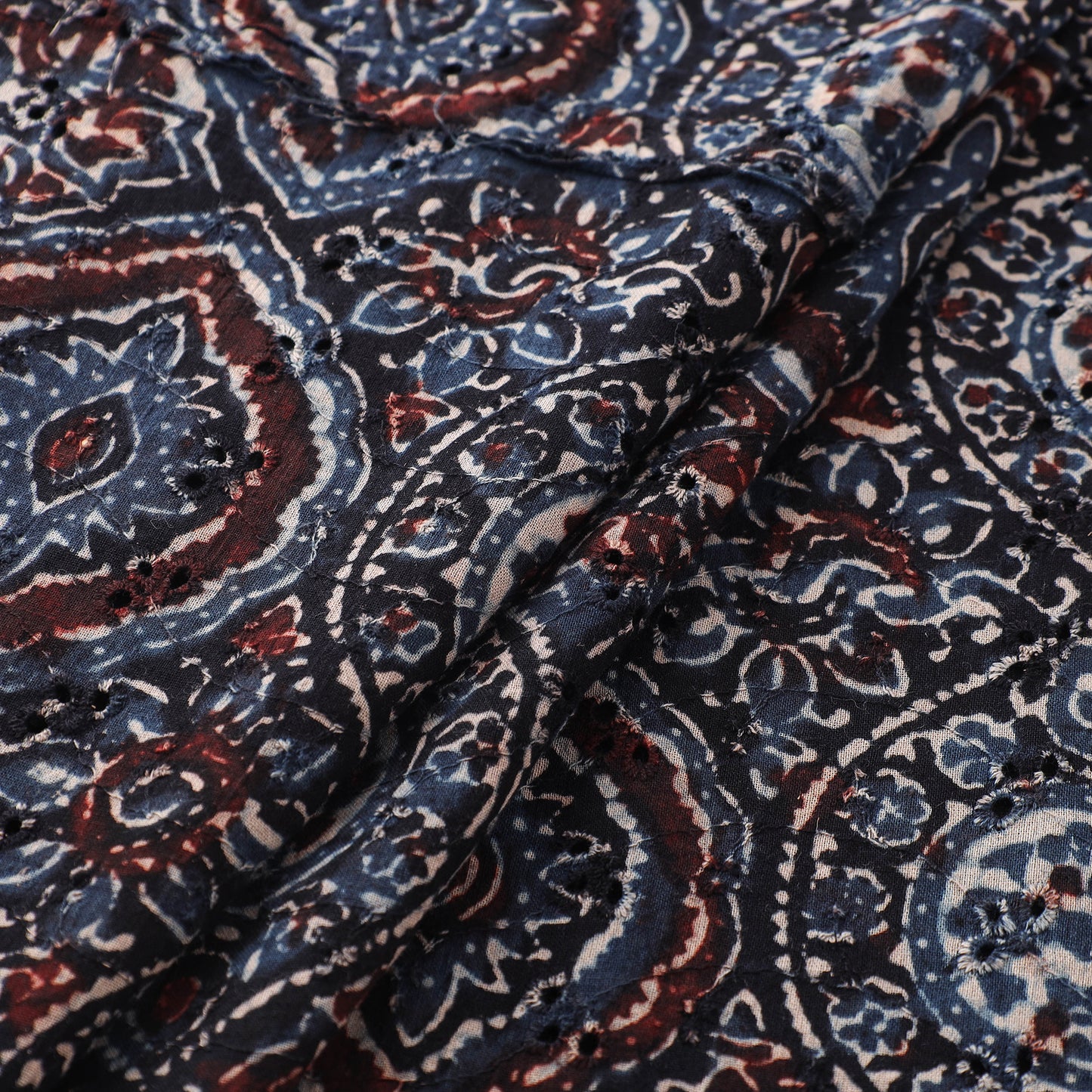 Ajrakh Hand Block Print Natural Dyed Cotton Hakoba Fabric 111