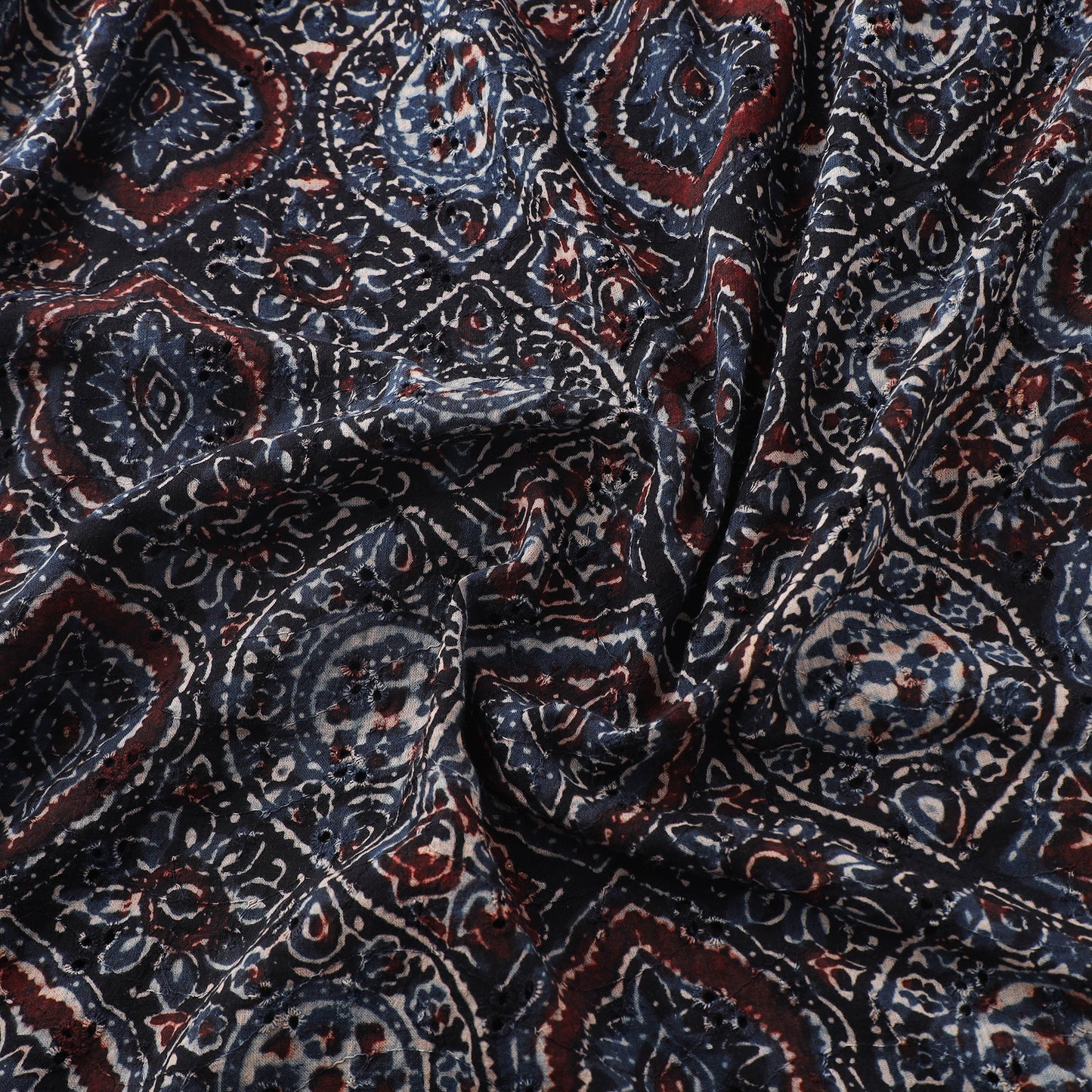 Ajrakh Hand Block Print Natural Dyed Cotton Hakoba Fabric 111