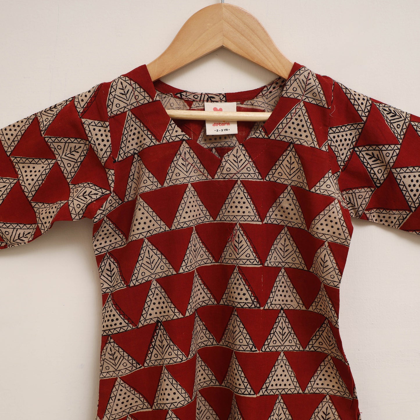 Girls Bagru Block Print Pure Cotton Kurta Set (2-6 Years) 10