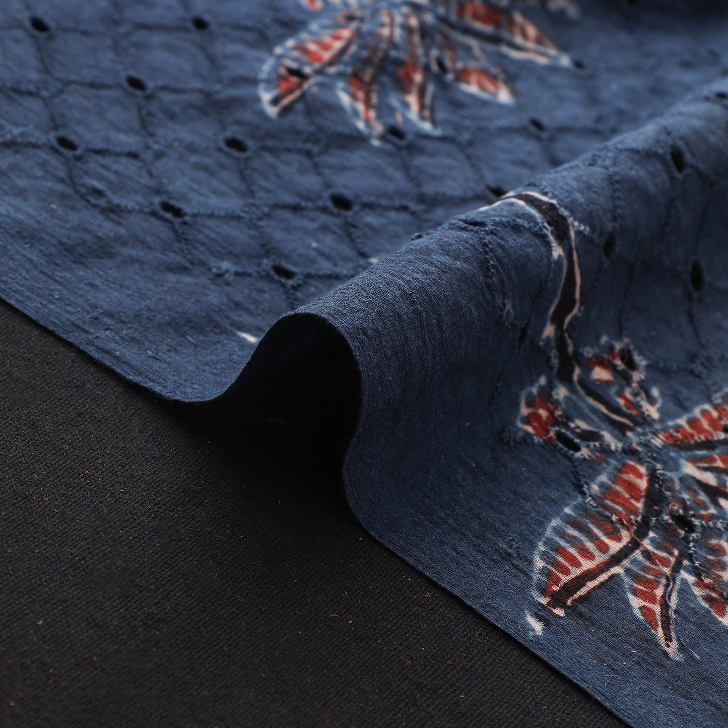 Ajrakh Hand Block Print Natural Dyed Cotton Hakoba Fabric 114