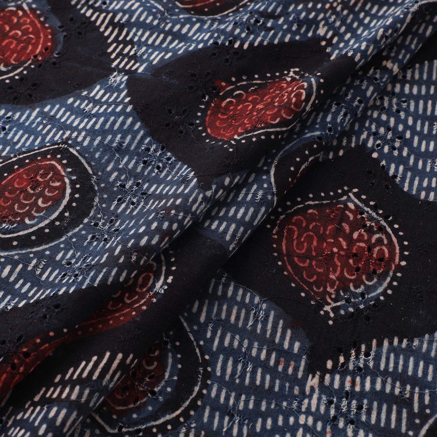 Ajrakh Hand Block Print Natural Dyed Cotton Hakoba Fabric 115