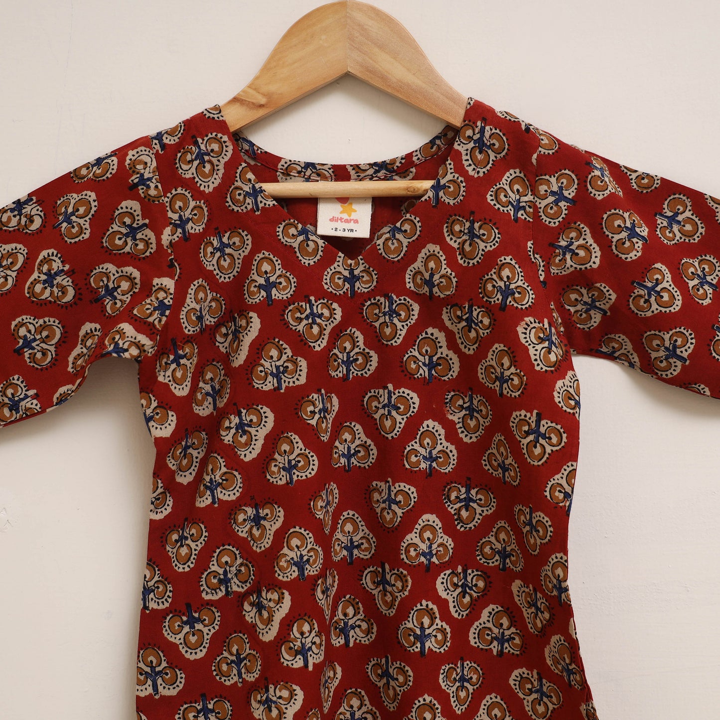 Girls Bagru Block Print Pure Cotton Kurta Set (2-6 Years) 11