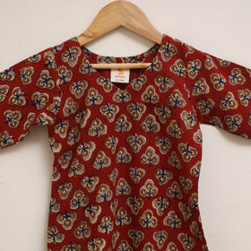 Girls Bagru Block Print Pure Cotton Kurta Set (2-6 Years) 11