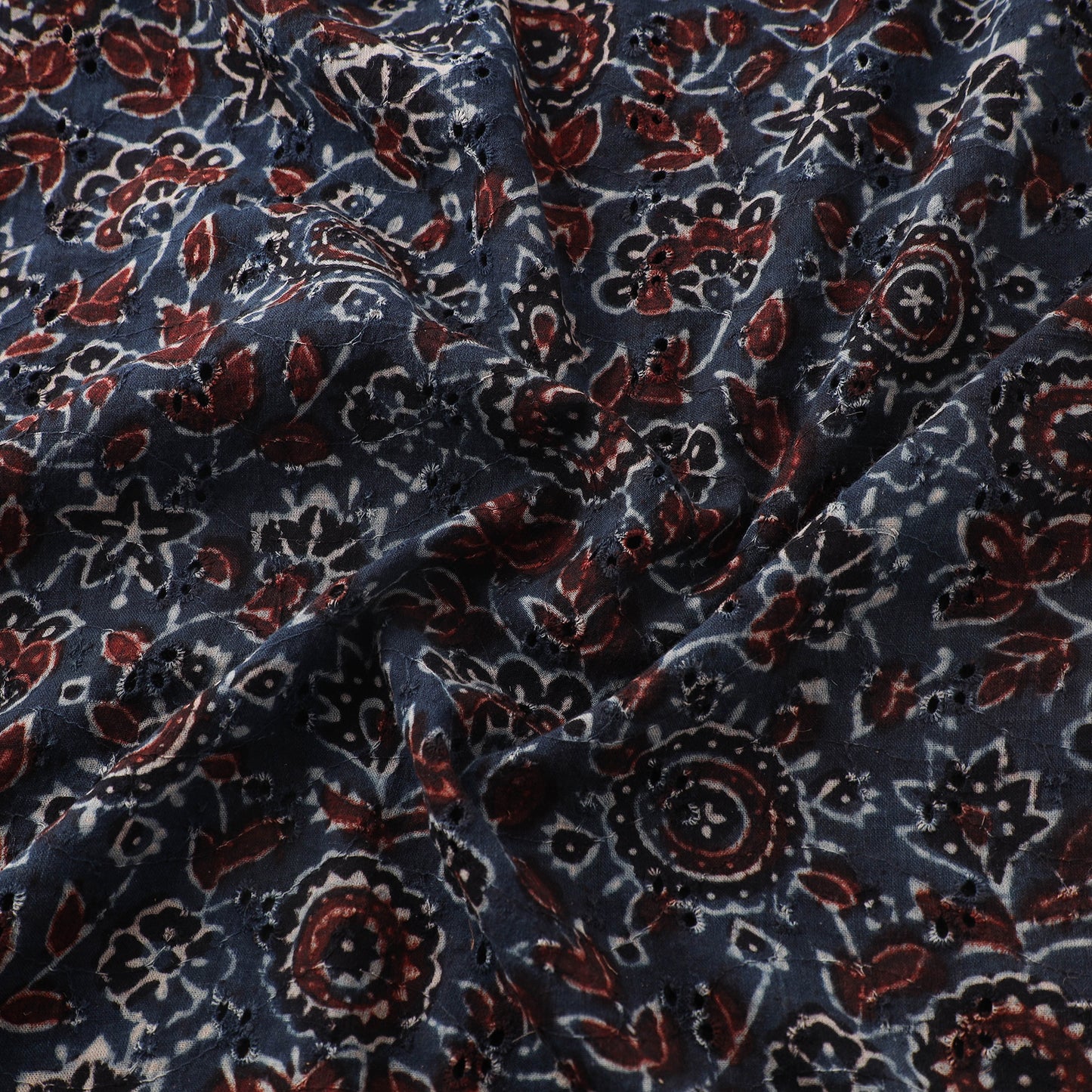 Ajrakh Hand Block Print Natural Dyed Cotton Hakoba Fabric 116