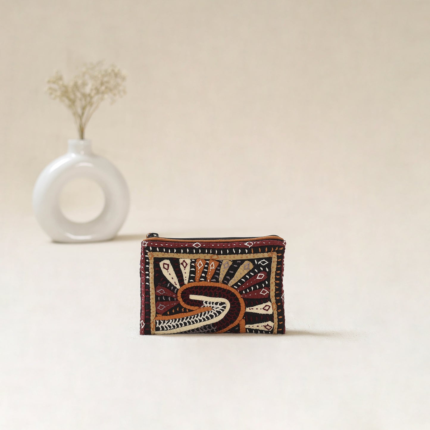 Kutch Dhebariya Qatab Hand Embroidered Coin Pouch 80