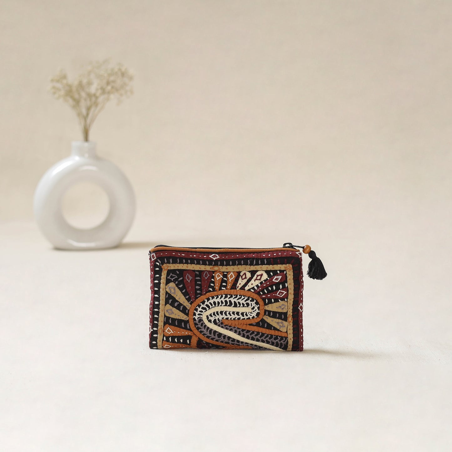Kutch Dhebariya Qatab Hand Embroidered Coin Pouch 80