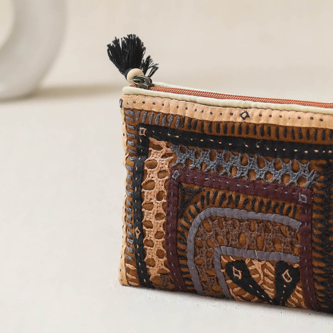 Kutch Dhebariya Qatab Hand Embroidered Coin Pouch 82