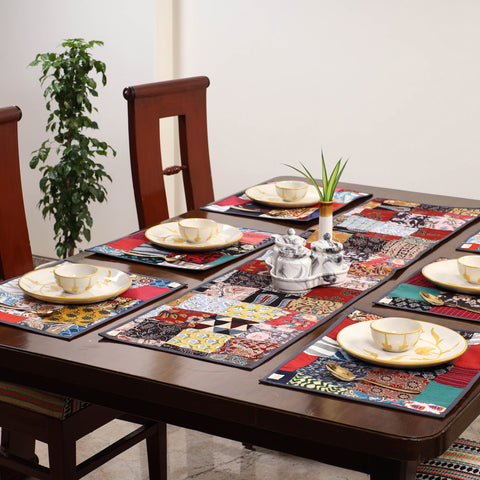 Multicolor - handcrafted cotton fusion table runner set