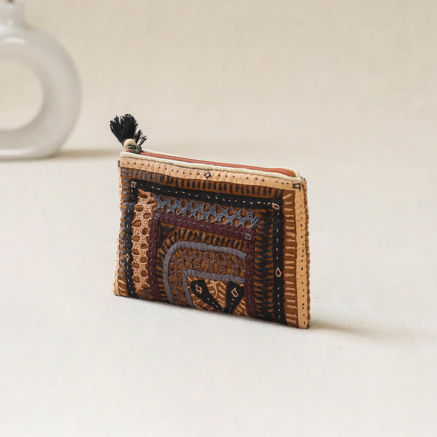 Kutch Dhebariya Qatab Hand Embroidered Coin Pouch 82