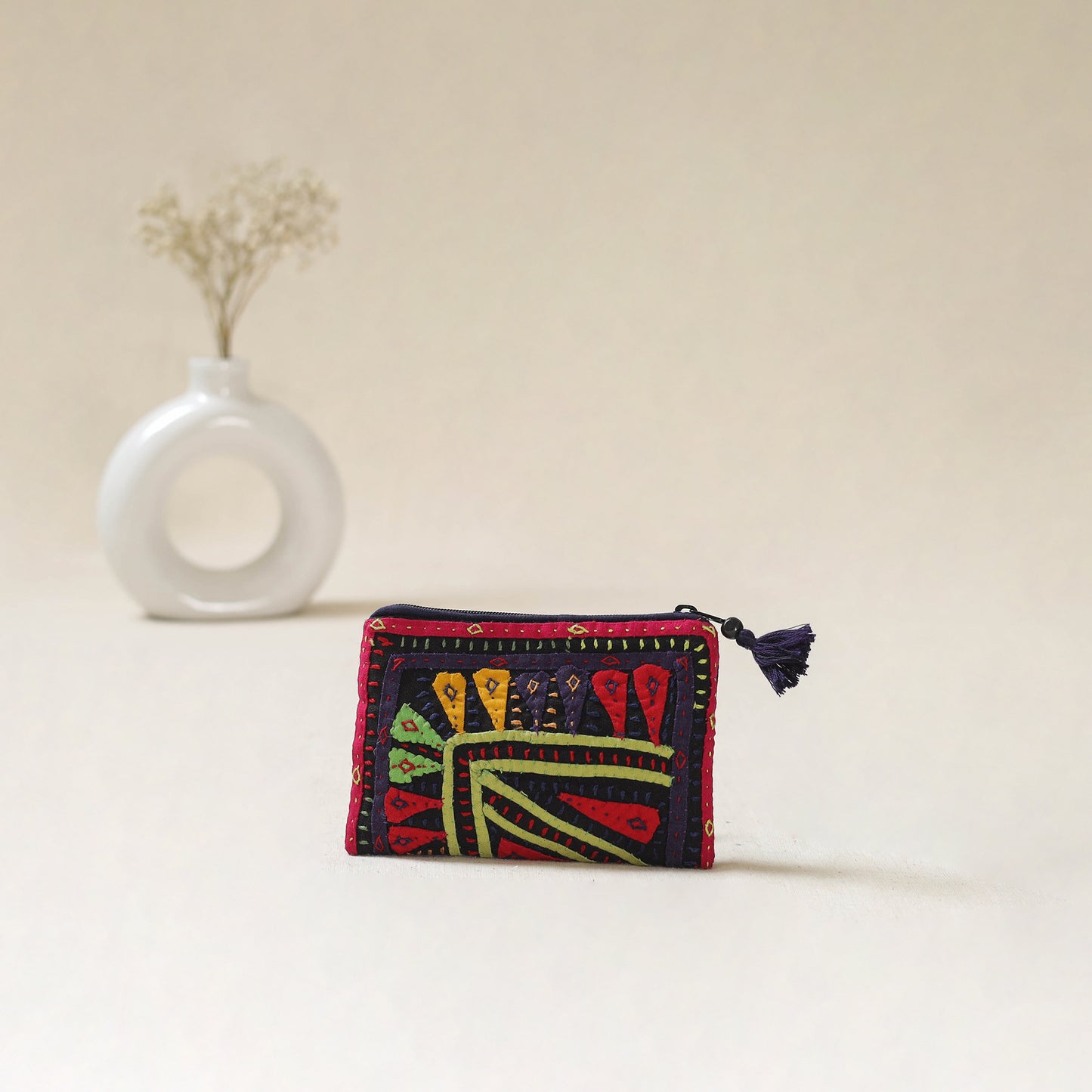 Kutch Dhebariya Qatab Hand Embroidered Coin Pouch 83