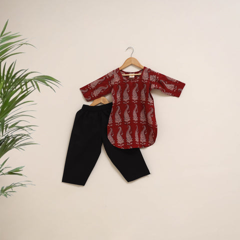 Girls Bagh Block Print Pure Cotton Kurta Set (2-6 Years) 18