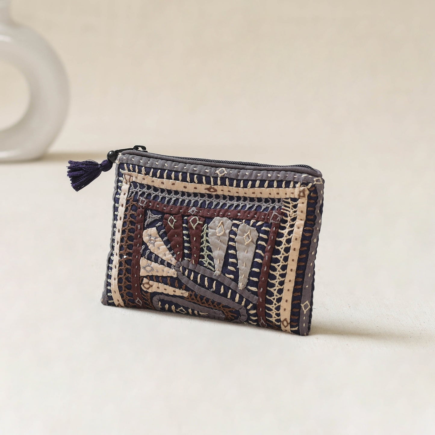 Kutch Dhebariya Qatab Hand Embroidered Coin Pouch 85
