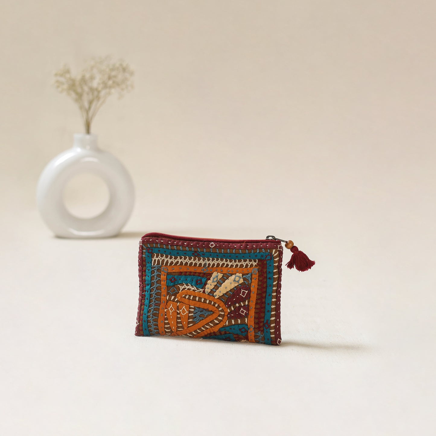 Kutch Dhebariya Qatab Hand Embroidered Coin Pouch 86