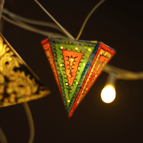 Handpainted Tholu Bommalata Leather Fairy Lights Cones