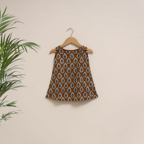 Hand Block Bagru Print Cotton Baby Girl Dress (6-12 Months) 01