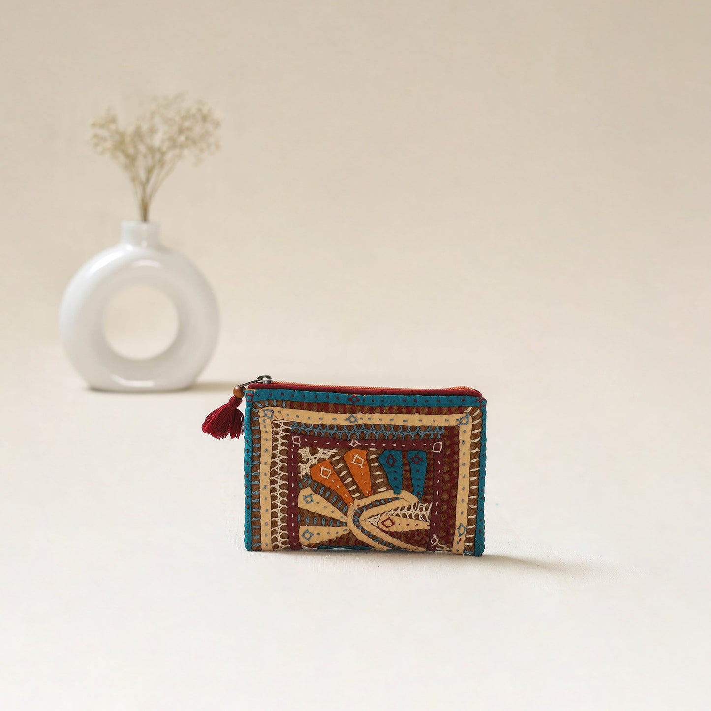 Kutch Dhebariya Qatab Hand Embroidered Coin Pouch 89