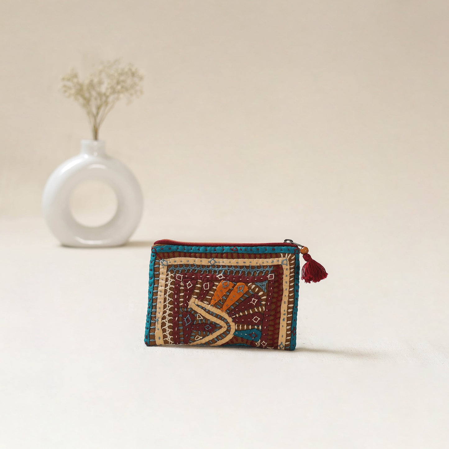 Kutch Dhebariya Qatab Hand Embroidered Coin Pouch 89