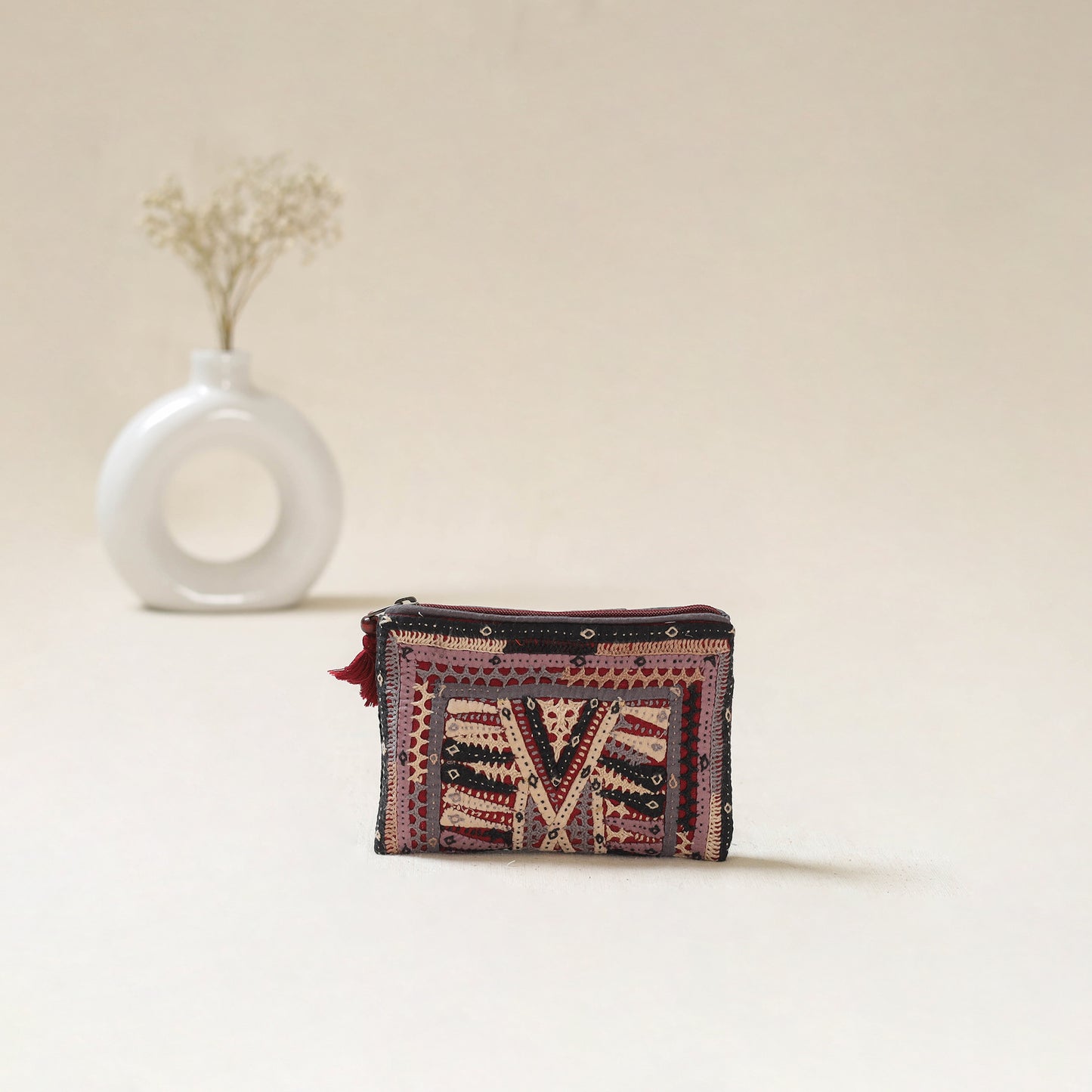 Kutch Dhebariya Qatab Hand Embroidered Coin Pouch 90